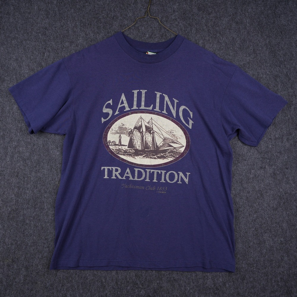 Vintage TSI Sailing Tradition T-Shirt Mens XL Purple Excellent Nautical Graphic